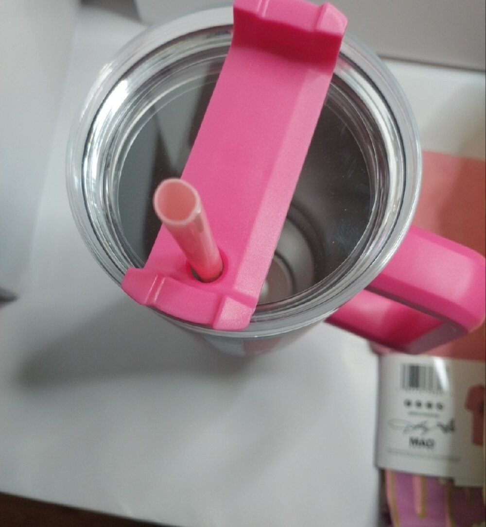 Dolly Parton - 'I Beg Your Parton' Pink Striped Travel Mug 40oz.. Steel - Picture 6 of 6